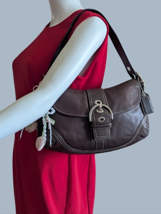 Coach Handbags - VINTAGE Coach Brown Soho Flap Hobo Shoulder Bag